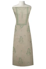 Srajann Hand Embroided white Kota Lucknowi Chikankari Unstitched Kurta Dupatta Set (SLC1449) - Image 2