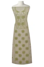 Srajann Hand Embroided Lemon Kota Lucknowi Chikankari Unstitched Kurta Dupatta Set (SLC1451) - Image 2