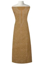 Srajann Hand Embroided Fawn Kota Lucknowi Chikankari Unstitched Kurta Dupatta Set (SLC1453) - Image 2