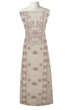 Srajann Hand Embroided white Kota Lucknowi Chikankari Unstitched Kurta Dupatta Set (SLC1459) - Image 2