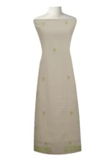 Srajann Hand Embroided white Kota Lucknowi Chikankari Unstitched Kurta Dupatta Set (SLC1458) - Image 4