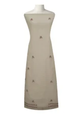 Srajann Hand Embroided white Kota Lucknowi Chikankari Unstitched Kurta Dupatta Set (SLC1463) - Image 4