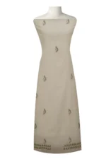 Srajann Hand Embroided white Kota Lucknowi Chikankari Unstitched Kurta Dupatta Set (SLC1450) - Image 4