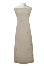 Srajann Hand Embroided Lemon Kota Lucknowi Chikankari Unstitched Kurta Dupatta Set (SLC1455) - Image 4