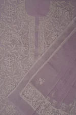 Srajann Hand Embroided Purple Kota Lucknowi Chikankari Unstitched Kurta Dupatta Set