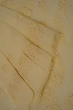 Srajann Hand Embroided Cream Kota Lucknowi Chikankari Unstitched Kurta Dupatta Set (SLC1445)