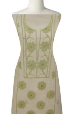 Srajann Hand Embroided Lemon Kota Lucknowi Chikankari Unstitched Kurta Dupatta Set (SLC1451) - Image 5