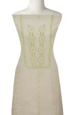 Srajann Hand Embroided white Kota Lucknowi Chikankari Unstitched Kurta Dupatta Set (SLC1458) - Image 5