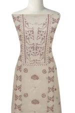 Srajann Hand Embroided white Kota Lucknowi Chikankari Unstitched Kurta Dupatta Set (SLC1459) - Image 5