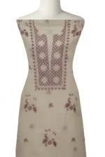 Srajann Hand Embroided white Kota Lucknowi Chikankari Unstitched Kurta Dupatta Set (SLC1463) - Image 5