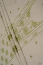 Srajann Hand Embroided Lemon Kota Lucknowi Chikankari Unstitched Kurta Dupatta Set (SLC1451) - Image 7