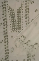 Srajann Hand Embroided white Kota Lucknowi Chikankari Unstitched Kurta Dupatta Set