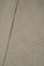 Srajann Hand Embroided white Kota Lucknowi Chikankari Unstitched Kurta Dupatta Set