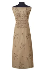 Srajann Hand Embroidered Fawn Tissue Lucknowi Chikankari Unstitched Kurta Dupatta Set (SLC1474) - Image 2