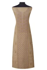 Srajann Hand Embroided Fawn Tissue Lucknowi Chikankari Unstitched Kurta Dupatta Set (SLC1475) - Image 2