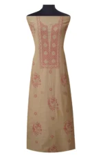 Srajann Hand Embroided Fawn Tissue Lucknowi Chikankari Unstitched Kurta Dupatta Set (SLC1476) - Image 2