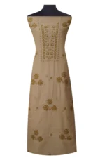 Srajann Hand Embroided Fawn Tissue Lucknowi Chikankari Unstitched Kurta Dupatta Set (SLC1478) - Image 2