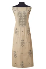 Srajann Hand Embroided Fawn Tissue Lucknowi Chikankari Unstitched Kurta Dupatta Set (SLC1484) - Image 2