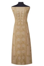 Srajann Hand Embroided Fawn Tissue Lucknowi Chikankari Unstitched Kurta Dupatta Set (SLC1467) - Image 2