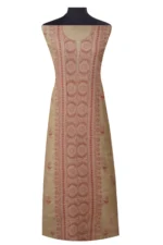 Srajann Hand Embroided Fawn Kota Lucknowi Chikankari Unstitched Kurta Dupatta Set (SLC1464) - Image 2