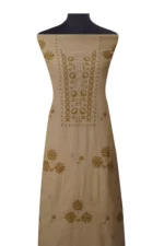 Srajann Hand Embroided Fawn Tissue Lucknowi Chikankari Unstitched Kurta Dupatta Set (SLC1478) - Image 3