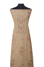 Srajann Hand Embroided Fawn Tissue Lucknowi Chikankari Unstitched Kurta Dupatta Set (SLC1482) - Image 3