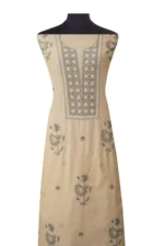 Srajann Hand Embroided Fawn Tissue Lucknowi Chikankari Unstitched Kurta Dupatta Set (SLC1484) - Image 3