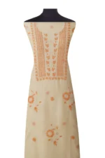 Srajann Hand Embroided Fawn Kota Lucknowi Chikankari Unstitched Kurta Dupatta Set (SLC1521) - Image 3