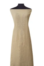 Srajann Hand Embroidered Monga Silk Lucknowi Chikankari Unstitched Kurta With Dupatta(SLC1526) - Image 3