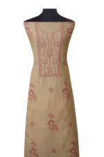 Srajann Hand Embroided Fawn Tissue Lucknowi Chikankari Unstitched Kurta Dupatta Set (SLC1470) - Image 4