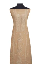 Srajann Hand Embroidered Mal Chanderi Lucknowi Chikankari Unstitched Kurta With Dupatta(SLC1561) - Image 3