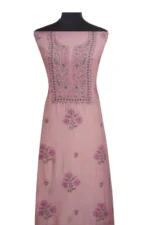 Srajann Hand Embroidered Mal Chanderi Lucknowi Chikankari Unstitched Kurta With Dupatta(SLC1549) - Image 3