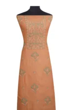 Srajann Hand Embroidered Mal Chanderi Lucknowi Chikankari Unstitched Kurta With Dupatta(SLC1556) - Image 3