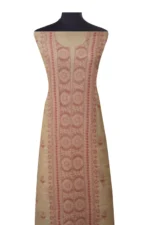Srajann Hand Embroided Fawn Kota Lucknowi Chikankari Unstitched Kurta Dupatta Set (SLC1464) - Image 3