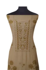 Srajann Hand Embroided Fawn Tissue Lucknowi Chikankari Unstitched Kurta Dupatta Set (SLC1478) - Image 4