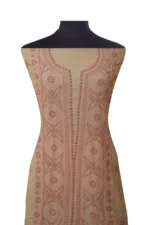 Srajann Hand Embroided Fawn Tissue Lucknowi Chikankari Unstitched Kurta Dupatta Set (SLC1481) - Image 4