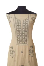 Srajann Hand Embroided Fawn Tissue Lucknowi Chikankari Unstitched Kurta Dupatta Set (SLC1484) - Image 4
