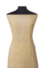Srajann Hand Embroided Fawn Tissue Lucknowi Chikankari Unstitched Kurta Dupatta Set (SLC1489) - Image 3