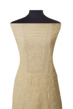 Srajann Hand Embroidered Monga Silk Lucknowi Chikankari Unstitched Kurta With Dupatta(SLC1518) - Image 4