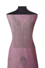 Srajann Hand Embroided Purple Linen Lucknowi Chikankari Unstitched Kurta Dupatta Set (SLC1527) - Image 4