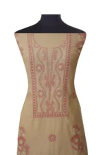 Srajann Hand Embroided Fawn Tissue Lucknowi Chikankari Unstitched Kurta Dupatta Set (SLC1470) - Image 11