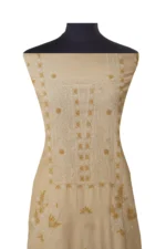 Srajann Hand Embroided Fawn Tissue Lucknowi Chikankari Unstitched Kurta Dupatta Set (SLC1471) - Image 4