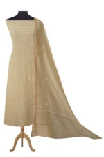 Srajann Hand Embroidered Monga Silk Lucknowi Chikankari Unstitched Kurta With Dupatta(SLC1515) - Image 10