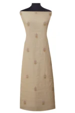 Srajann Hand Embroided Fawn Tissue Lucknowi Chikankari Unstitched Kurta Dupatta Set (SLC1475) - Image 5