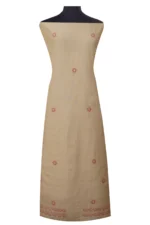 Srajann Hand Embroided Fawn Tissue Lucknowi Chikankari Unstitched Kurta Dupatta Set (SLC1476) - Image 5