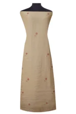 Srajann Hand Embroided Fawn Tissue Lucknowi Chikankari Unstitched Kurta Dupatta Set (SLC1482) - Image 5