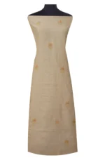 Srajann Hand Embroided Fawn Tissue Lucknowi Chikankari Unstitched Kurta Dupatta Set (SLC1466) - Image 5