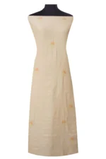 Srajann Hand Embroided Fawn Tissue Lucknowi Chikankari Unstitched Kurta Dupatta Set (SLC1489) - Image 4