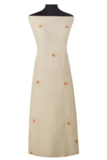 Srajann Hand Embroided Fawn Kota Lucknowi Chikankari Unstitched Kurta Dupatta Set (SLC1521) - Image 5