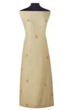 Srajann Hand Embroided Fawn Linen Lucknowi Chikankari Unstitched Kurta Dupatta Set (SLC1531) - Image 5